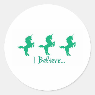 Sticker Rond Je Crois Green Unicorn Design