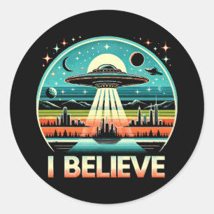 Sticker Rond Je crois - OVNI