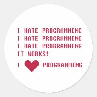 Sticker Rond Je déteste la programmation