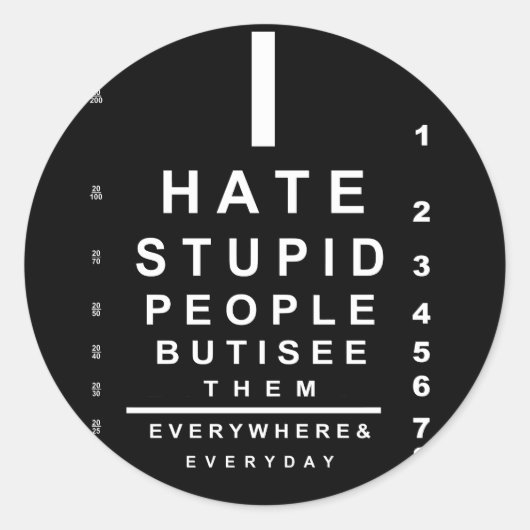 Sticker Rond Je déteste les stupides gens (Devant)