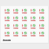 Sticker Rond Je déteste les tomates Pas d'amour (Feuille)