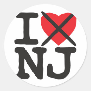 Sticker Rond Je déteste NJ - New Jersey