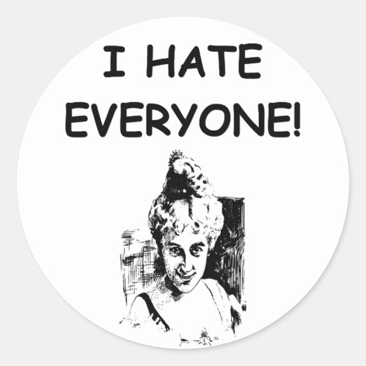 Sticker Rond je déteste tout le monde (Devant)