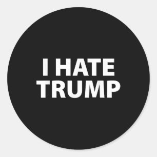 Sticker Rond Je Déteste Trump Simple Et Simple, Blanc