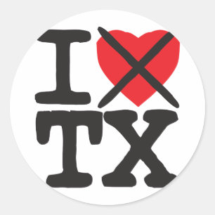 Sticker Rond Je déteste TX - Texas