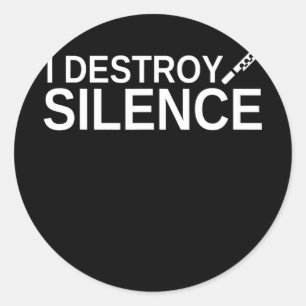 Sticker Rond Je Détruis Silence Funny Flute Player Recorder