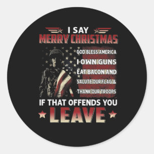 Sticker Rond Je dis Joyeux Noël Dieu bénisse l'Amérique Je poss