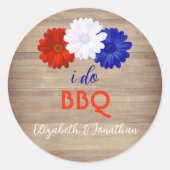 Sticker Rond Je fais BBQ Patriotique Floral (Devant)