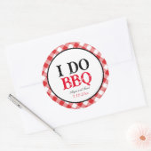 Sticker Rond Je fais BBQ Red En vichy mariage personnalisé (Enveloppe)