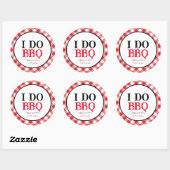 Sticker Rond Je fais BBQ Red En vichy mariage personnalisé (Feuille)