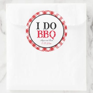 Sticker Rond Je fais BBQ Red En vichy mariage personnalisé