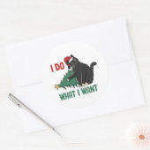 Sticker Rond Je fais ce que je veux Noël Black Cat vacances (Enveloppe)