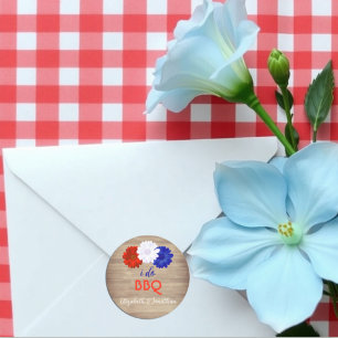 Sticker Rond Je fais du BBQ Fleur patriotique