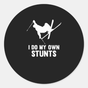 Sticker Rond Je Fais Mes Propres Stunts Ski Ski Ski Skier Snowb