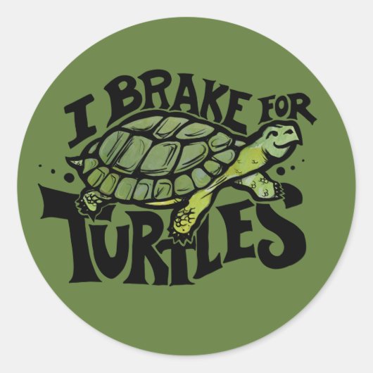 Sticker Rond Je freine pour les tortues (Devant)