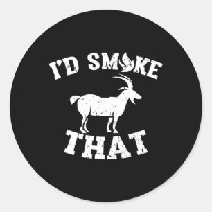 Sticker Rond Je fumais cette chèvre Barbecue Vintage Barbecue C