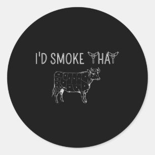 Sticker Rond Je fumerais ce barbecue barbecue grillade Fumeur G