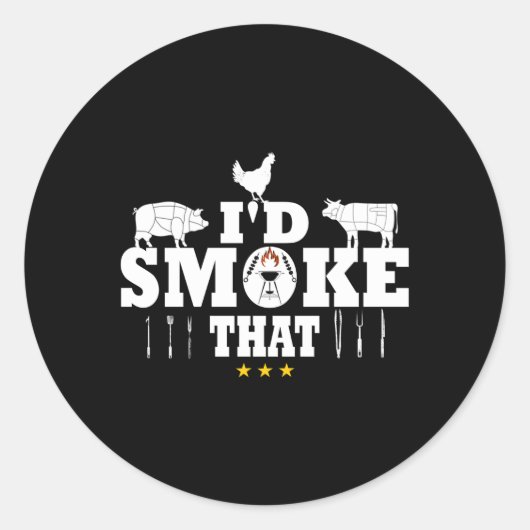 Sticker Rond Je Fumerais Les Outils De Grillation Barbecue Sur  (Devant)