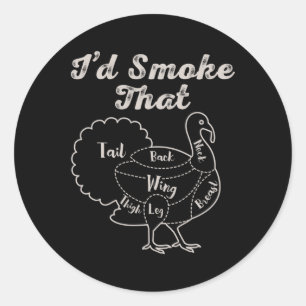 Sticker Rond Je fumerais que Bbq Viande Fumer Barbecue Fumeur T