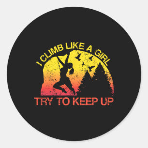 Sticker Rond Je grimpe comme une fille équipement d'escalade en
