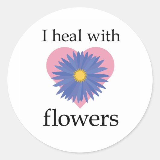 Sticker Rond Je guéris avec des fleurs (Devant)