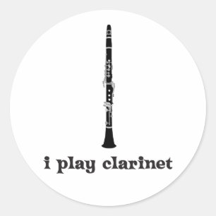 Sticker Rond Je Joue Clarinet