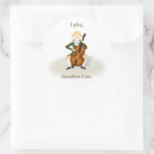 Sticker Rond "Je Joue Donc Je Suis" Musique Cello