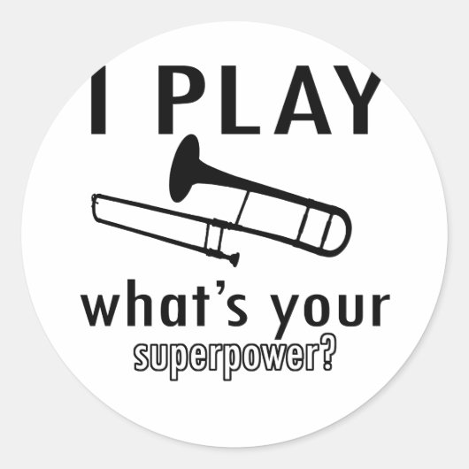 Sticker Rond Je joue du trombone (Devant)