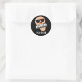 Sticker Rond Je Joue Par Ear Funny Music Pun Dark BG (Sac)