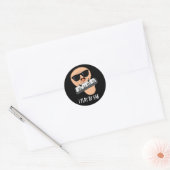Sticker Rond Je Joue Par Ear Funny Music Pun Dark BG (Enveloppe)