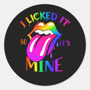 Sticker Rond Je L'Ai Laissé Ainsi Sa Mine Rainbow Lips Rainbow