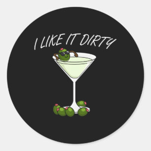Sticker Rond Je L'Aime Dirty Mini Cocktail Boire Olive Mini