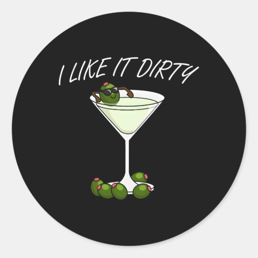 Sticker Rond Je L'Aime Dirty Mini Cocktail Boire Olive Mini (Devant)
