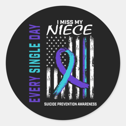 Sticker Rond Je Manque Ma Nièce Prévention Du Suicide Ameri (Devant)