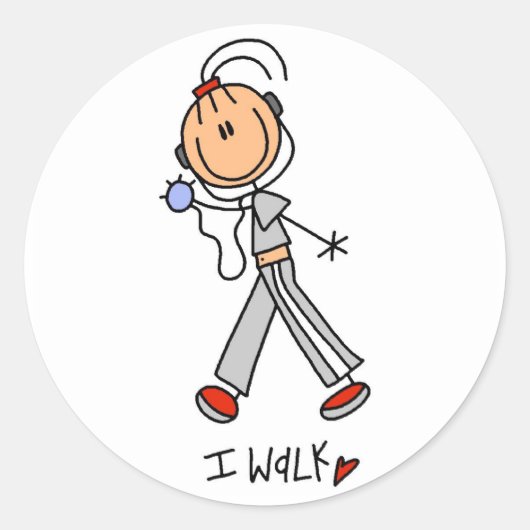 Sticker Rond Je marche (Devant)