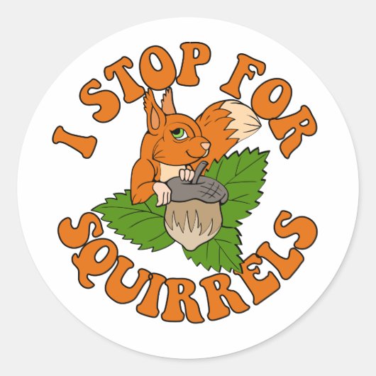 Sticker Rond je m'arrête pour le pare-chocs d'écureuils (Devant)