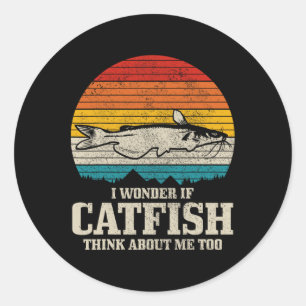 Sticker Rond Je me demande si les poissons-chats pensent à moi