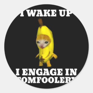 Sticker Rond Je Me Réveille Je Me Met À Tomfoolery Chat Meme