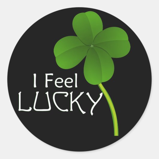 Sticker Rond Je Me Sens Lucky Four Leaf Clover (Devant)