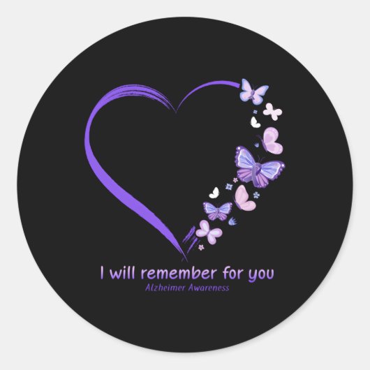 Sticker Rond Je Me Souviendrai Pour Vous Papillon Alzheimer Awa (Devant)