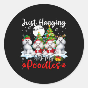 Sticker Rond Je me suis accroché avec mes canicules Noël Trois