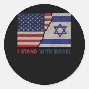 Sticker Rond Je me tiens avec Israël Patriotic USA et Israël 