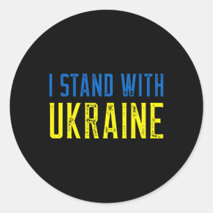 Sticker Rond Je me tiens avec la chemise Ukraine Soutien et pri
