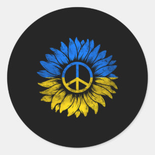 Sticker Rond Je me tiens avec la paix de l'Ukraine Tournesol Uk