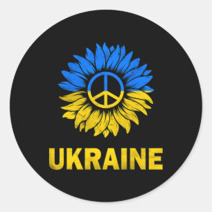 Sticker Rond Je me tiens avec le drapeau de tournesol de l'Ukra