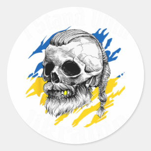 Sticker Rond Je me tiens avec le drapeau ukrainien Ukraine Viki