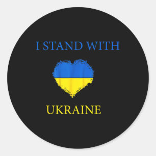 Sticker Rond Je me tiens avec le maillot de l'Ukraine Drapeau u
