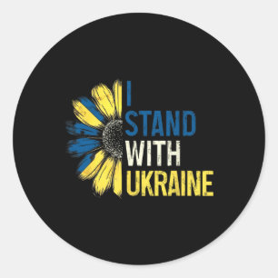 Sticker Rond Je me tiens avec l'Ukraine 2025 Chemises Drapeau u