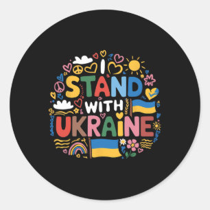 Sticker Rond Je me tiens avec l'Ukraine Coloré Ukraine Paix Hom