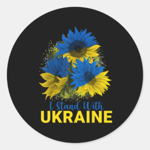 Sticker Rond Je Me Tiens Avec L'Ukraine Drapeau De Tournesol Pa